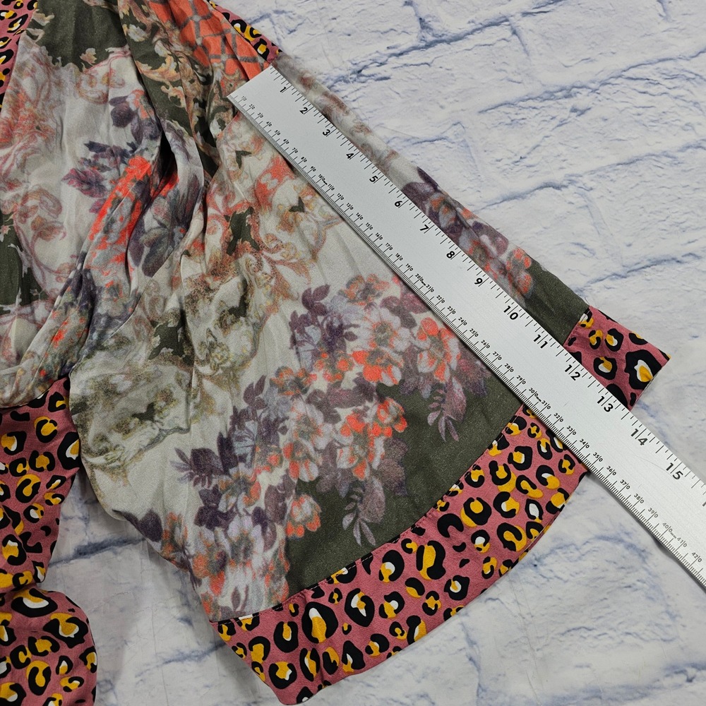 Aratta Silent Journey Kimono Cardigan Womens OS Pink Floral Leopard Mixed Print - Picture 9 of 13